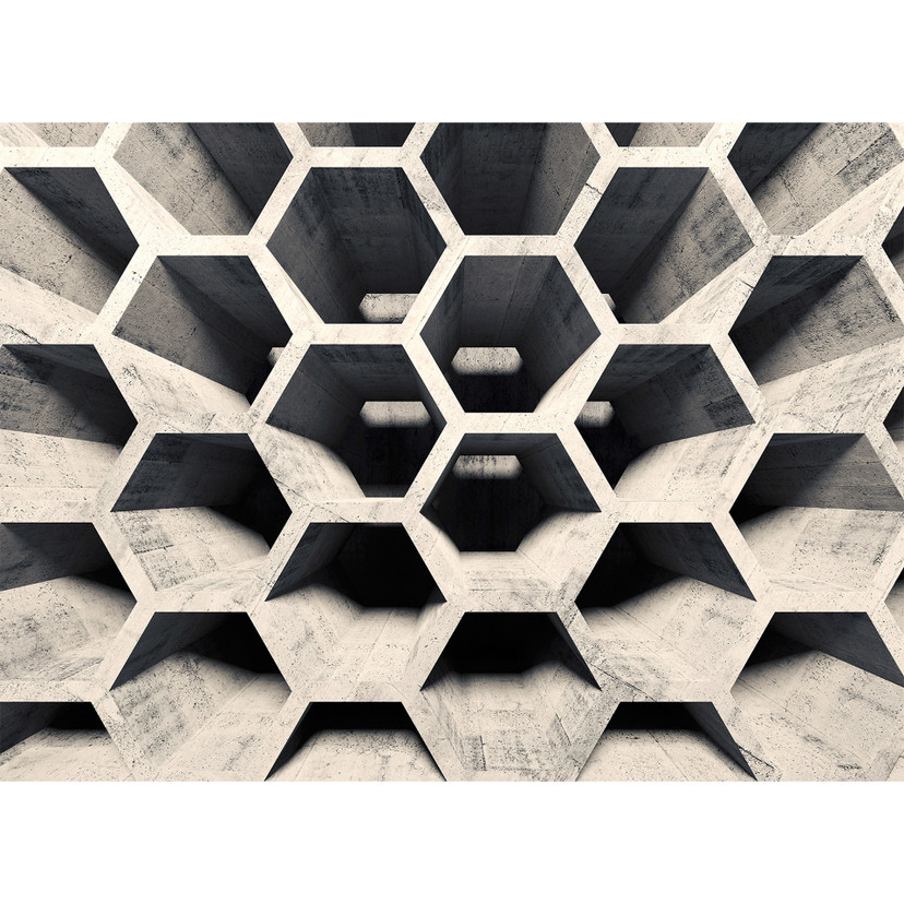 foto tapet Designwalls i grå og sort non-woven tapet HoneycombStructure beton look