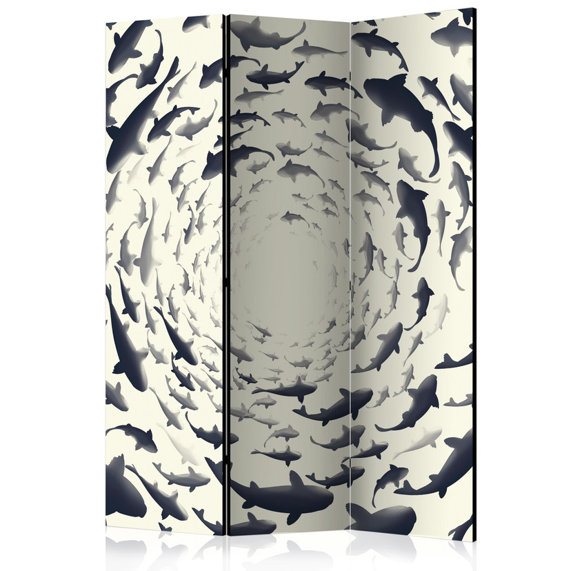 Paravent Séparation de pièce - Tourbillons de poissons, 3 pièces