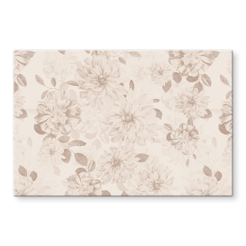 Tableau en verre acrylique Dahlias Shabby Chic Beige - Bloomery Decor