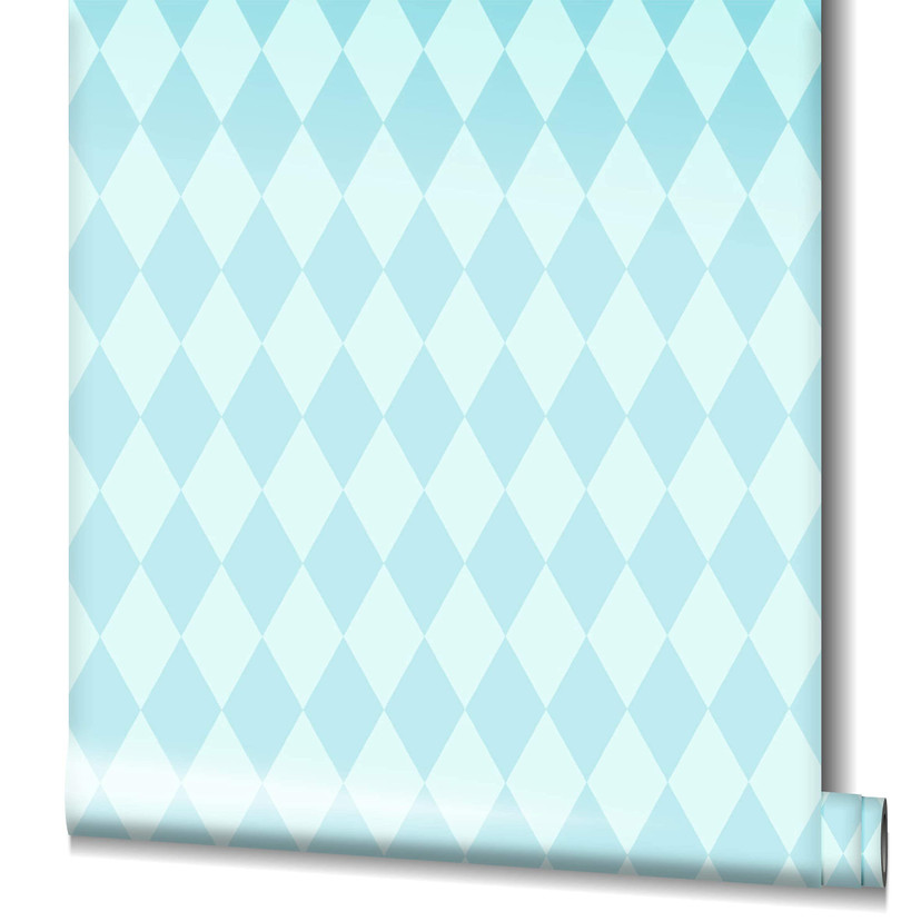 Vliestapete Rauten Grafisch Modern in Blau für Schlafzimmer