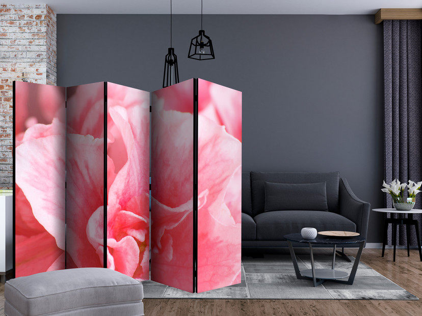 Paravent Séparation de pièce - Fleur d'azalée rose , 5 pièces - 225x172 cm
