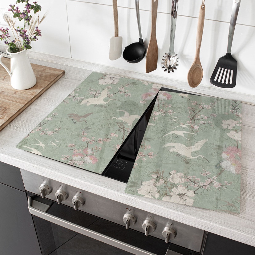 Plaque de cuisson grues dans la ruée vers les cerisiers verts - Bloomery Decor