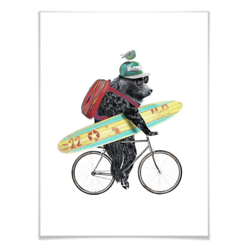 Poster mit Surfing Bear