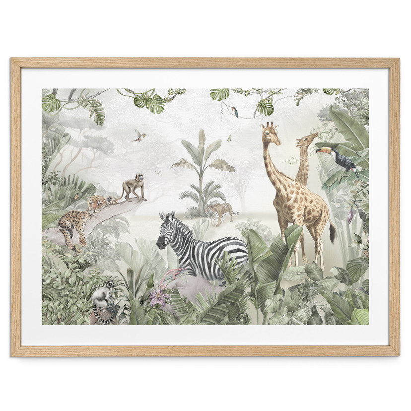 Poster jungle dieren op Afmeting - Ms Tiff