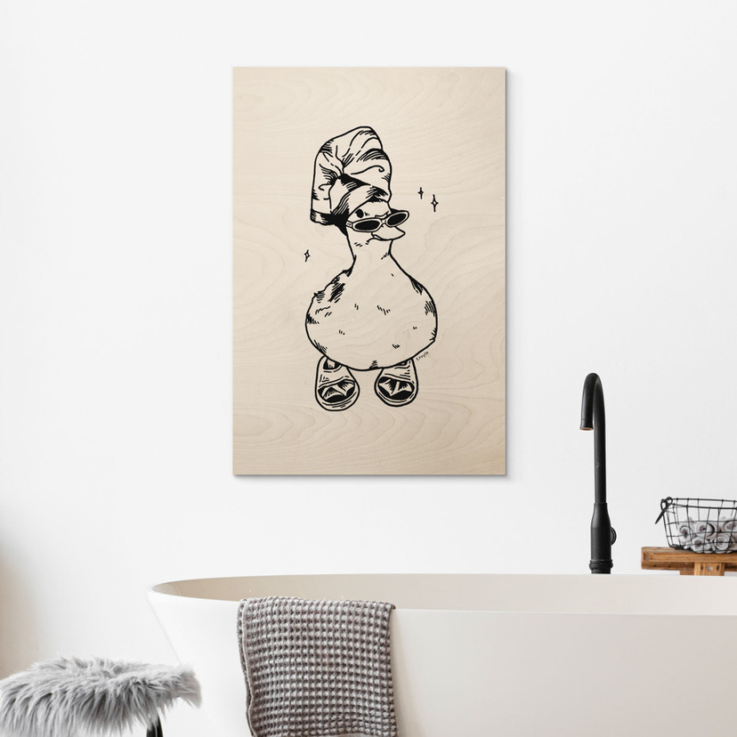 Plakat drewniany fajna kaczka spa w okularach przeciwsłonecznych - Royle