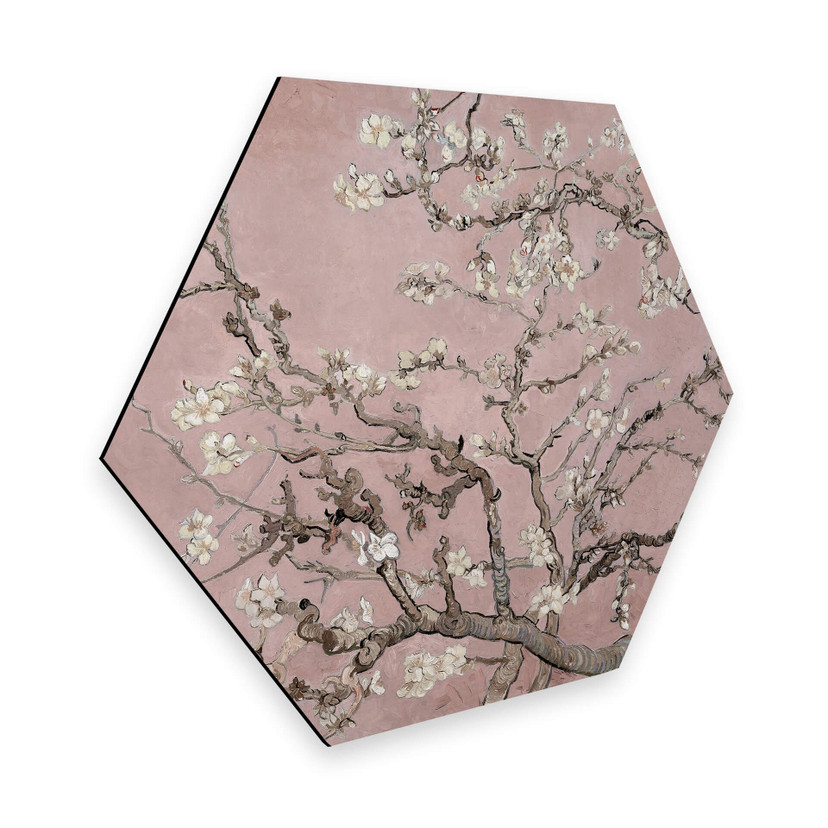 Hexagone - alu-Dibond van Gogh - Amandier en fleurs rose