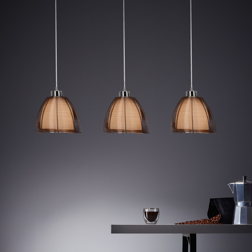 Pendelleuchte Maxime, braun, 121 x 80 cm, Glas Pendellampe, dimmbar
