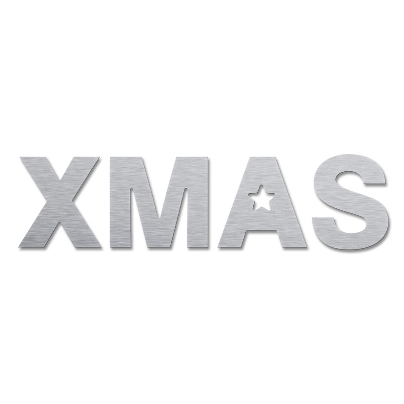 Aluminiowe litery Dibond - efekt srebra - XMAS