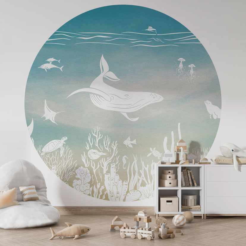 Raj podwodnego świata - Ombre - Kikki Belle - Fototapeta okrągła - tapeta flizelinowa/tapeta flizeli
