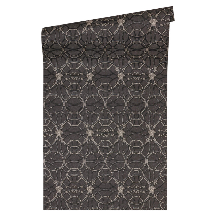 Versace Papier peint de designer - argent, Noir