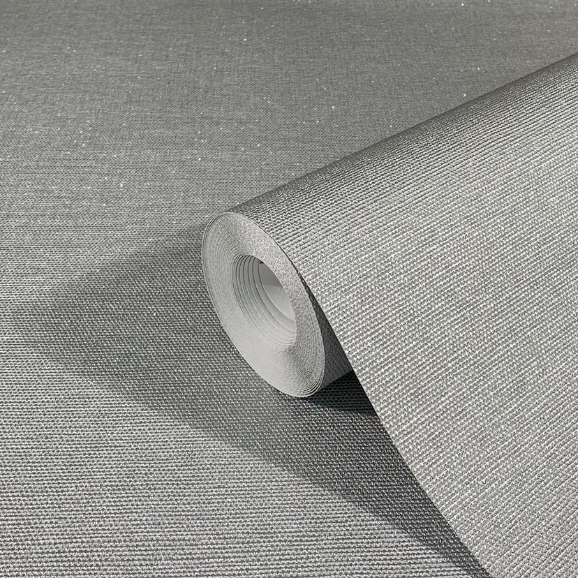 Non-woven tapet med let struktureret overflade i massivt sølv