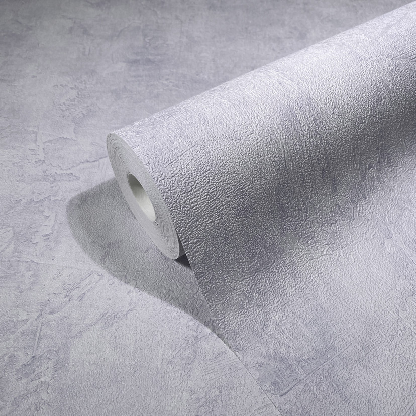 Non-woven tapet i beton-look ensfarvet lilla tekstur