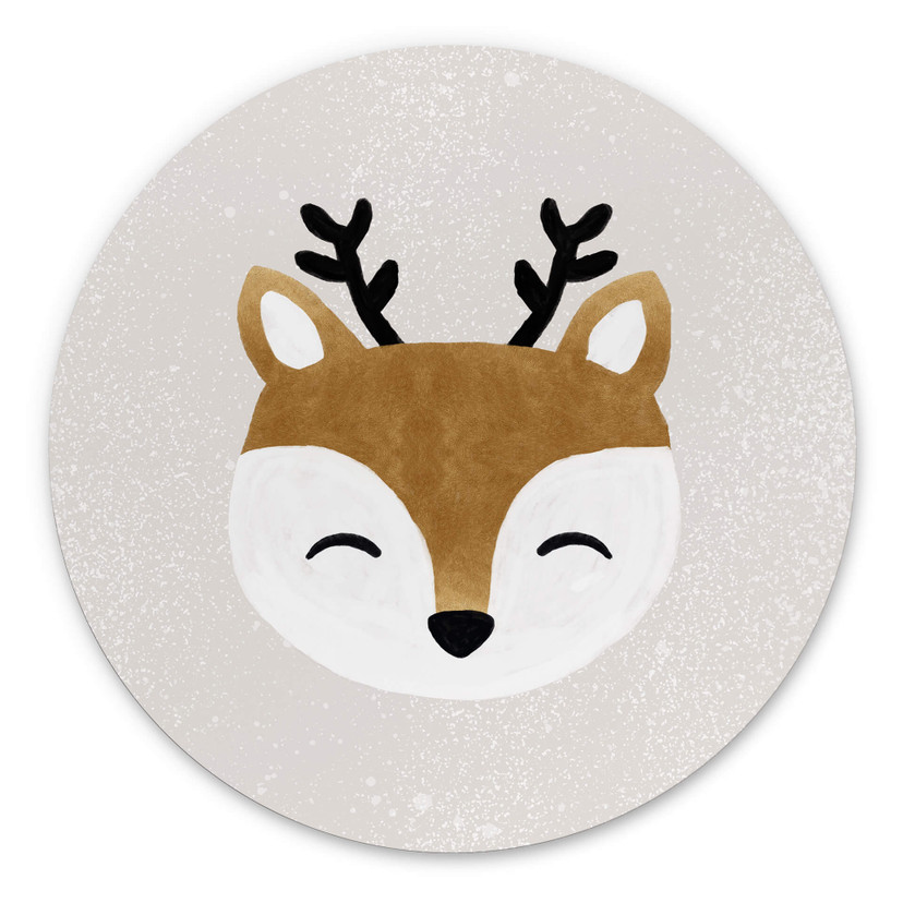 Vægcirkel Orara Studio - Cute Reindeer – print på aluminium (Alu-Dibond)
