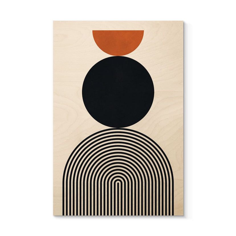 Tableau sur bois Lignes et cercles abstraits en harmonie - Costa