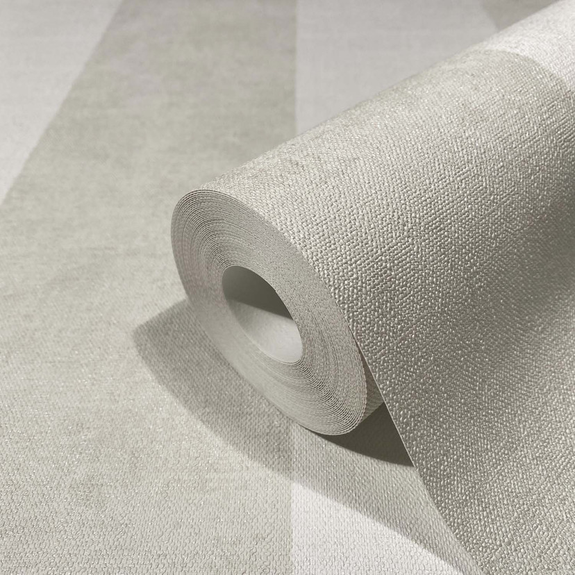 Stribet tapet, non-woven Shades Iconic hvid, grå