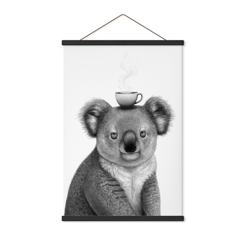 Textielposter Koalabeer met koffie - Korenkova