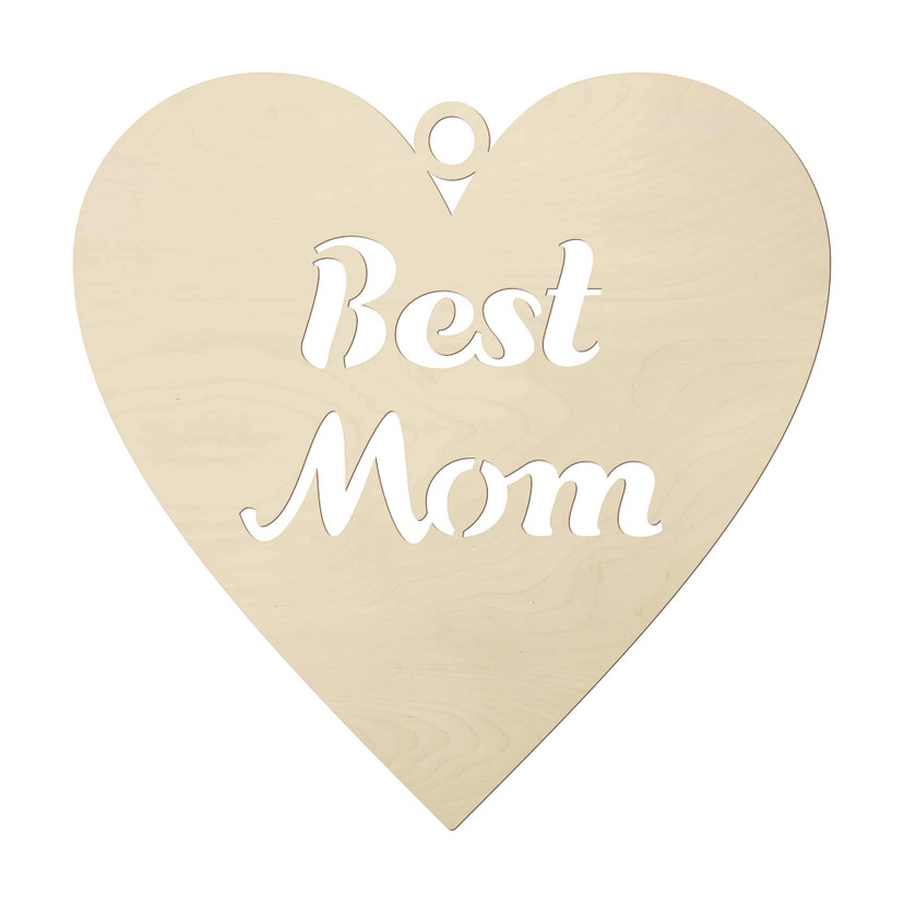 Dekoracja drewniana z topoli - Best Mum Heart