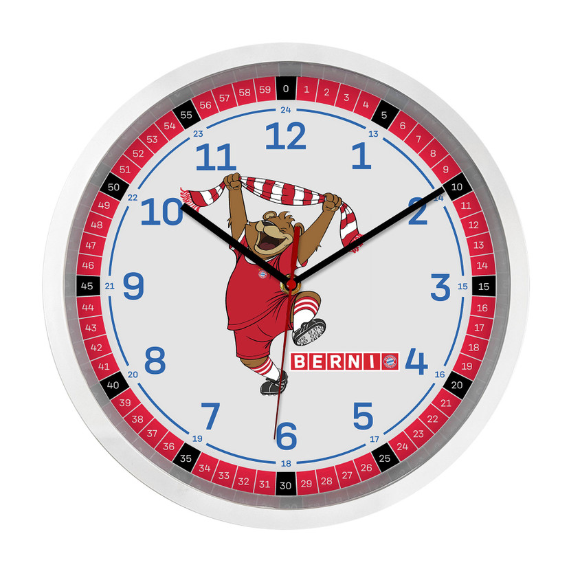 FC Bayern Wanduhr für Kinder - Maskottchen Berni Ø29 cm