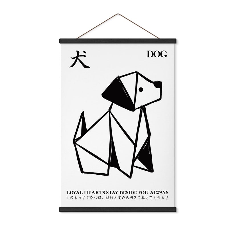 Tekstil plakat Geometrisk Hund Origami - Krygowski