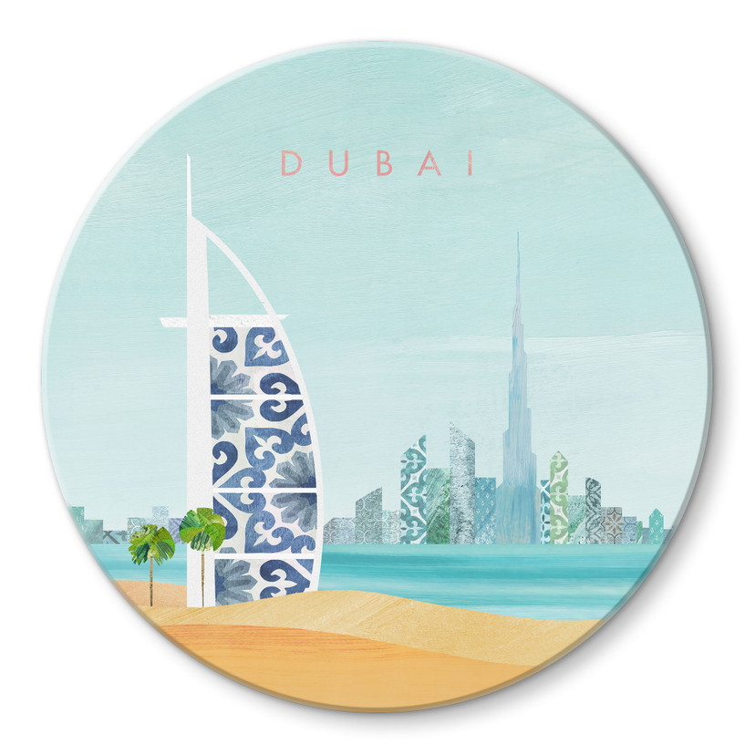 Glasbillede - Dubai Beach - Burj Al Arab - Rivers - Rundt