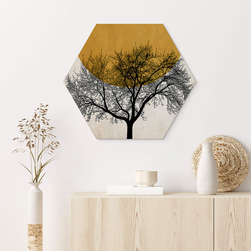 Hexagon Alu-Dibond Kubistika - Wintermorgen