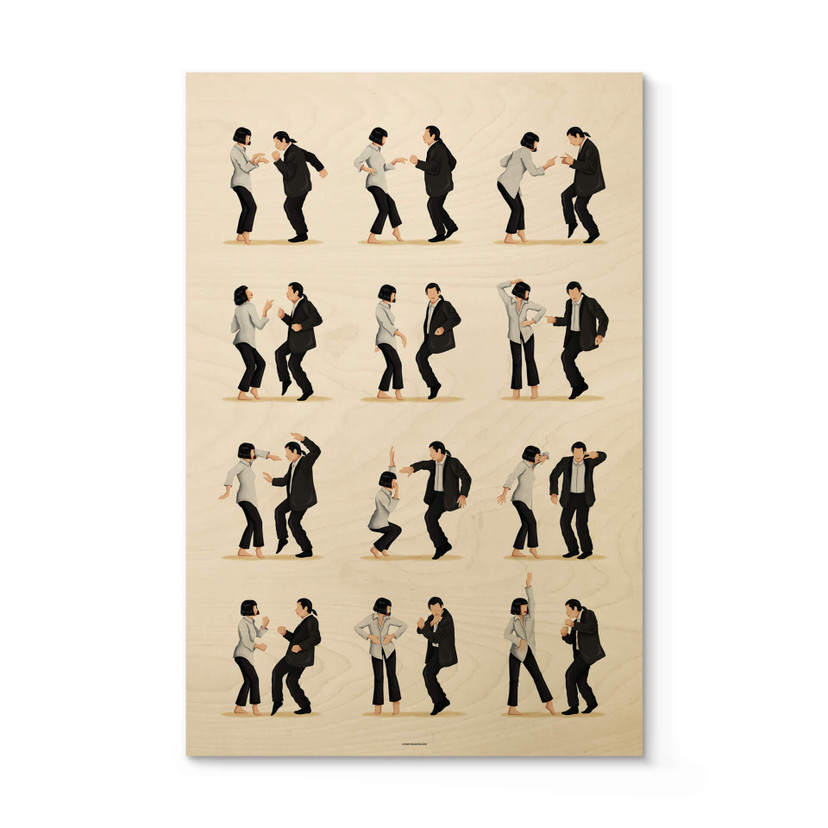 Plakat drewniany Tohmé - Kultowy taniec z Pulp Fiction