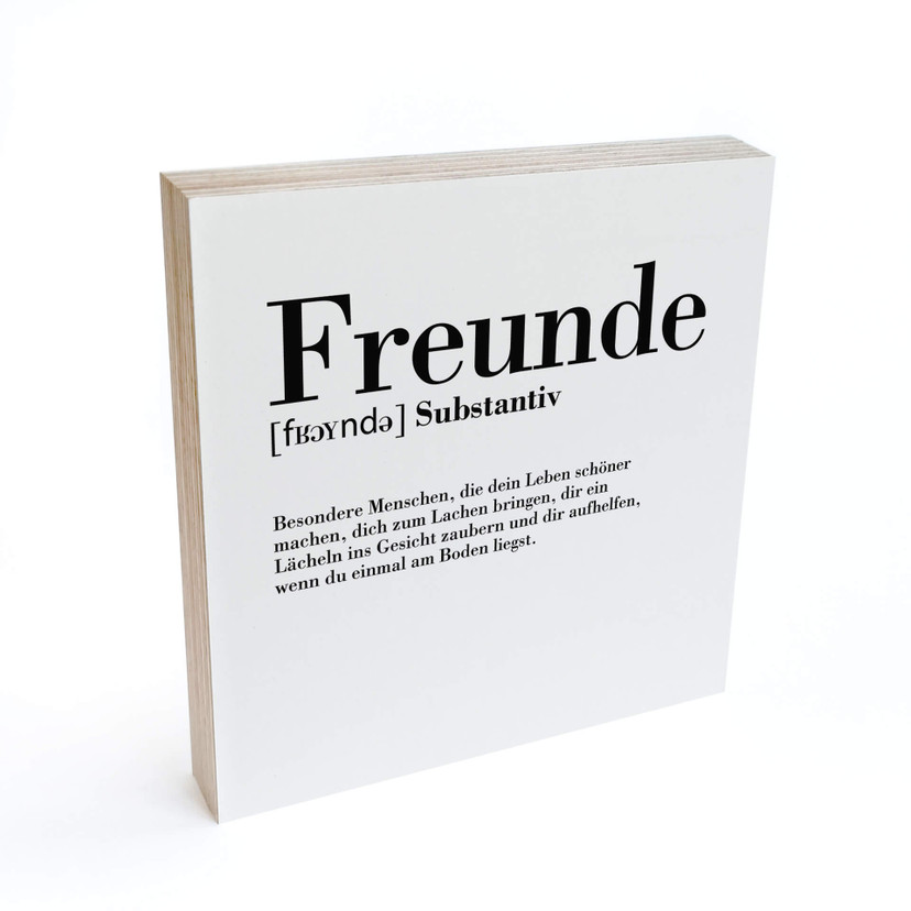 Holzbild zum Hinstellen - Grammatik - Freunde - 15x15 cm