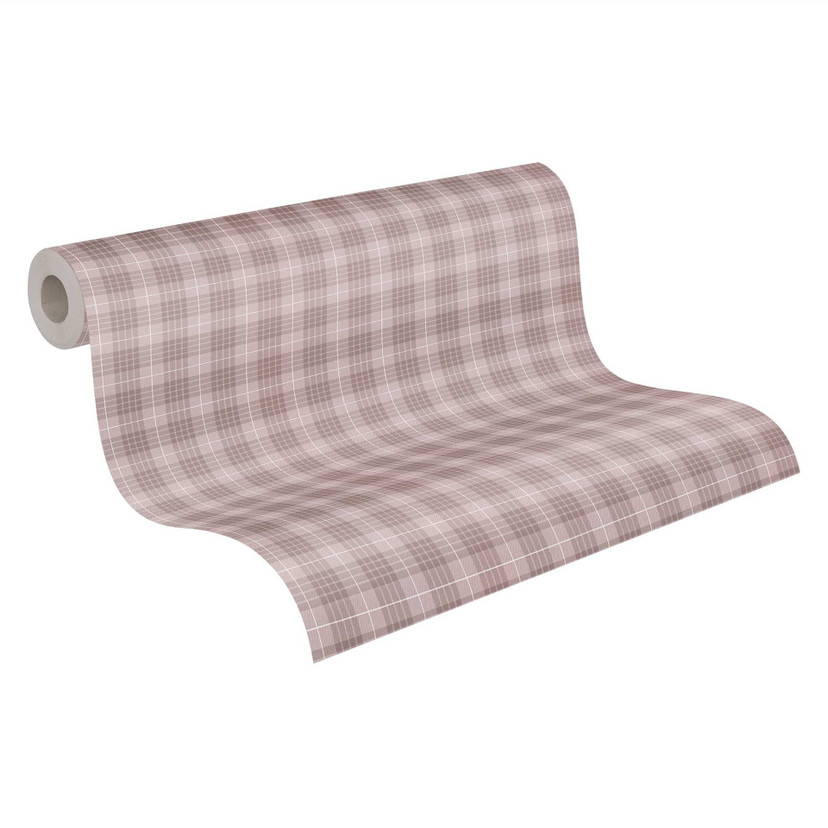Tapeta z włókniny w kratkę w stylu retro biała szara - tapeta w kratkę vintage nowoczesna
