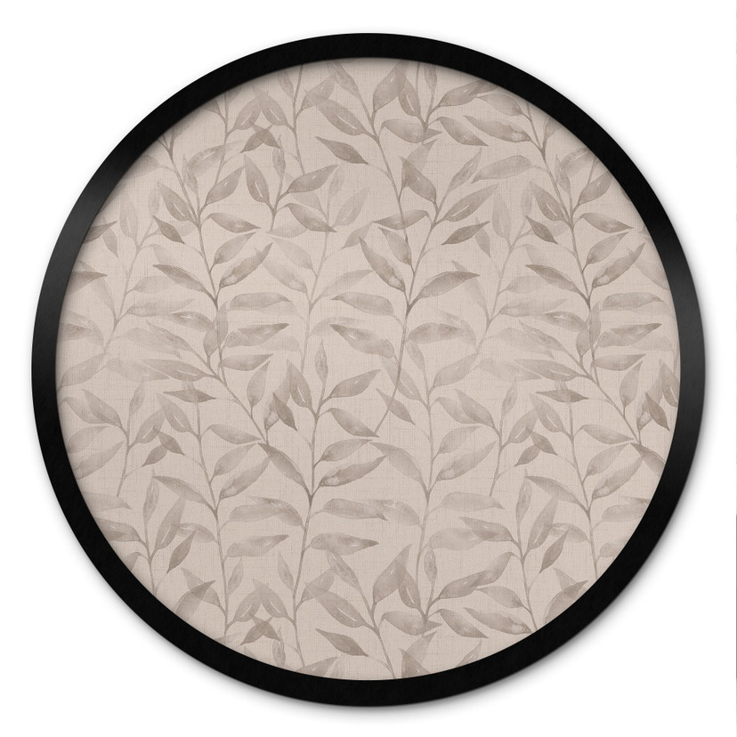 Plakat Plant Delicate Watercolour Leaves - Soft Grey - Bloomery Decor - okrągły