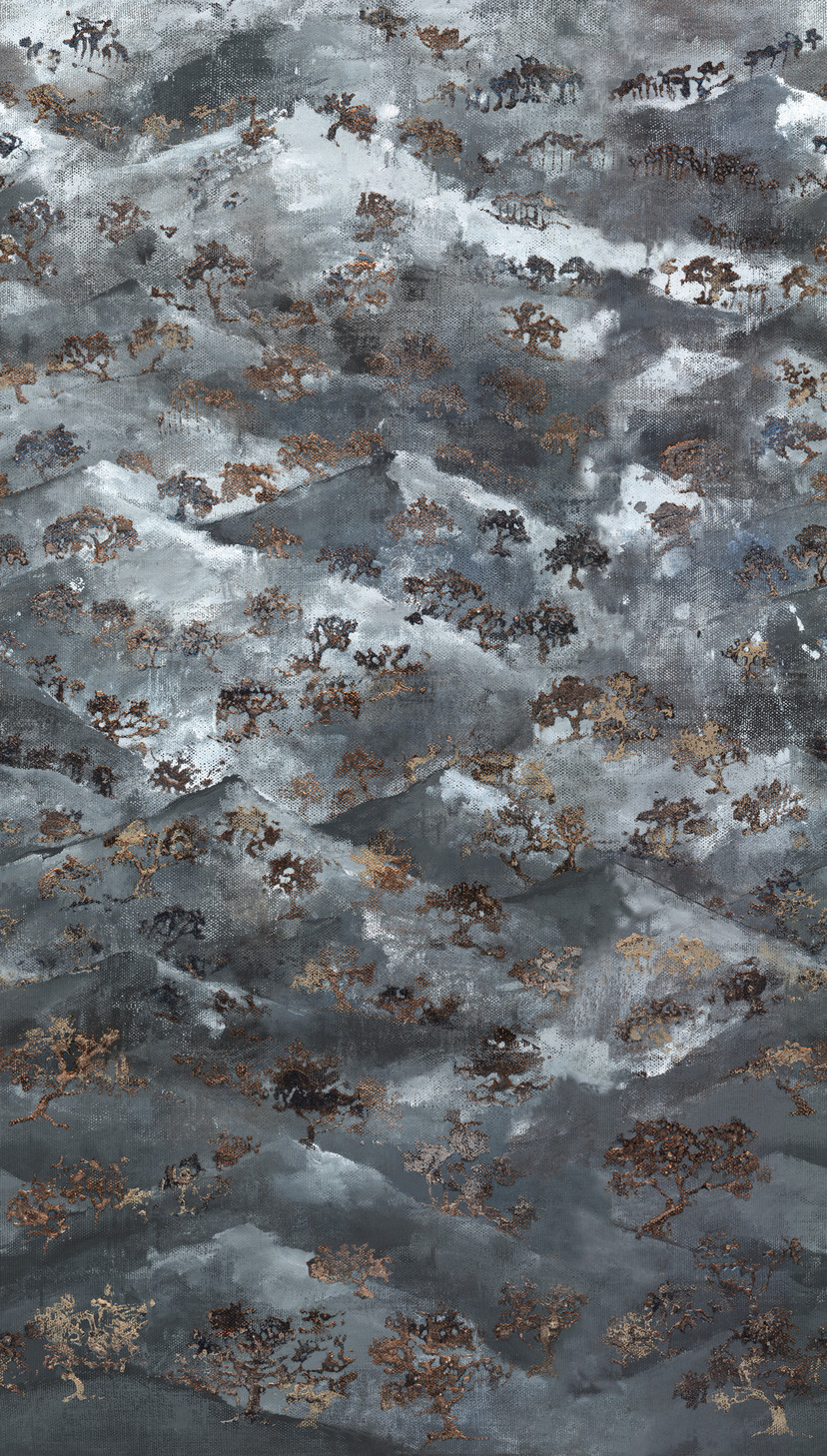 papier peint abstrait bleu gris - papier peint intissé art Livingwalls - mat et lisse