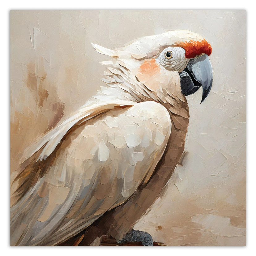Leinwandbild Vogel Papagei beige gemalt