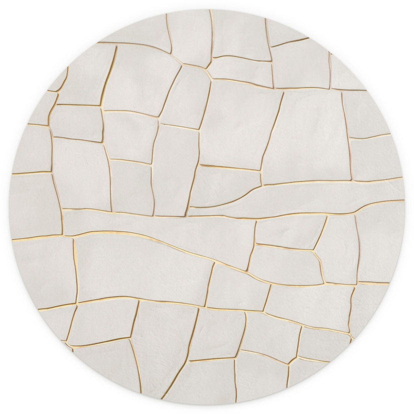 Papier peint photo Abstract Rissmuster in Beige - Alma - rond - adhésif/non tissé