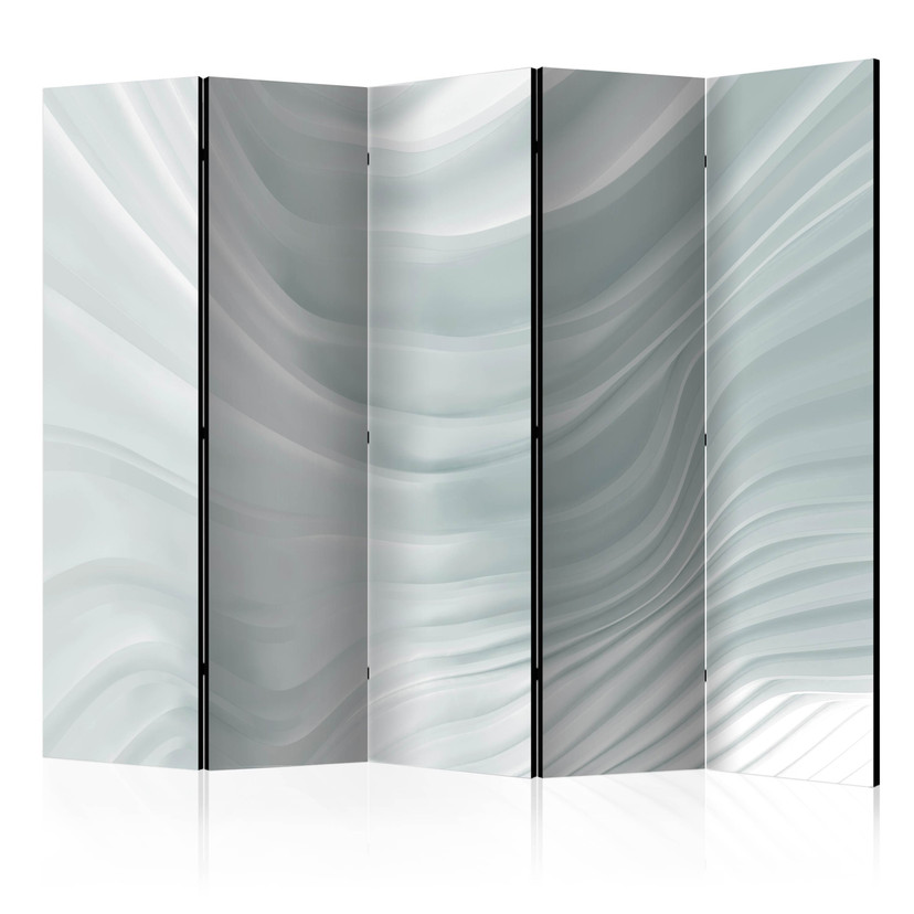 Paravent Séparation de pièce - Blanc ondulé , 5 pièces - 225x172 cm