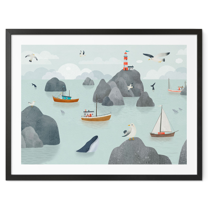 Poster Motif Côtier Maritime avec Phare - Oliver Robins