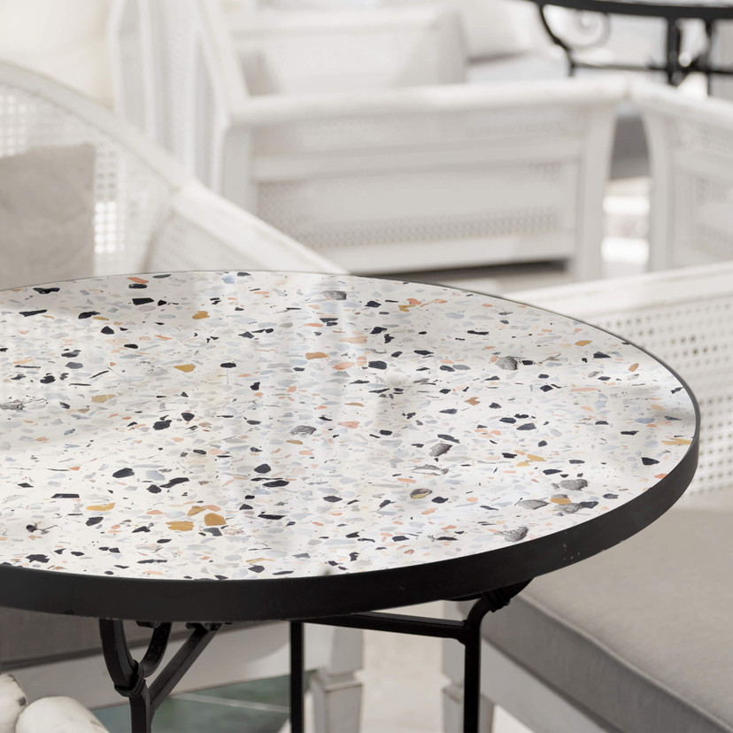Plateau de table en verre - Terrazzo - Rond