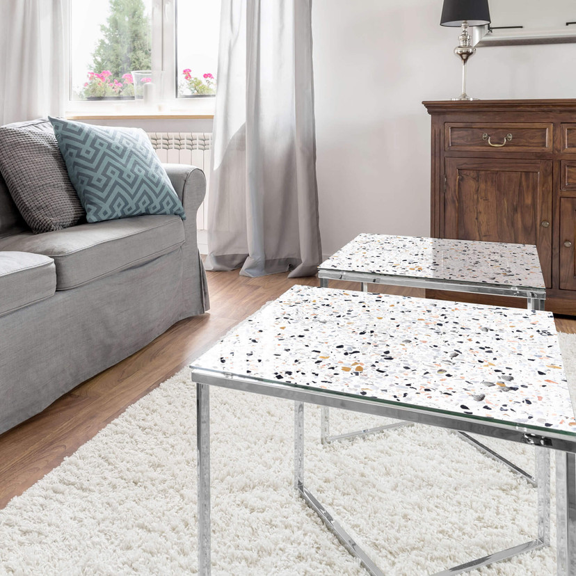Plateau de table en verre - Terrazzo - Carré