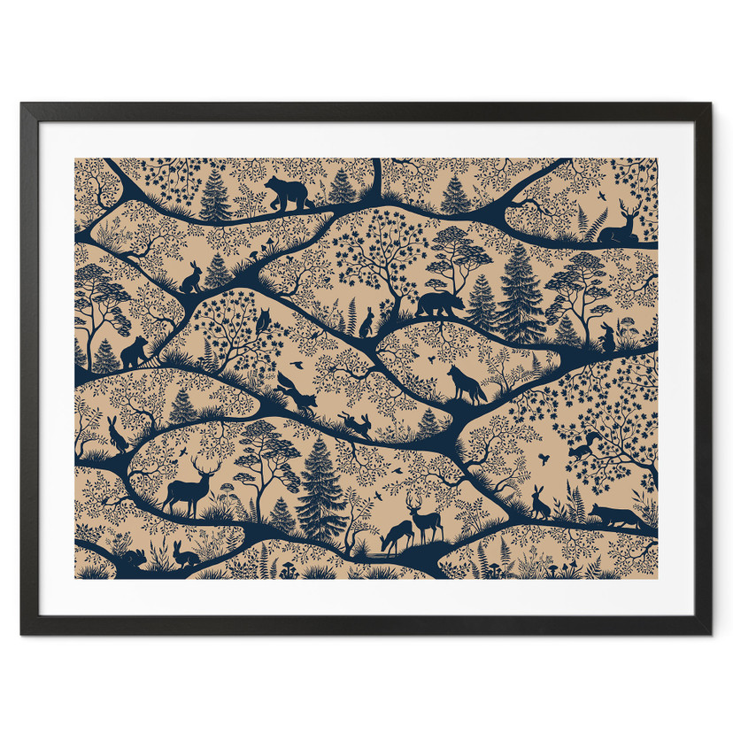 Poster Silhouettes d'Animaux dans la Forêt Nordique - Oliver Robins