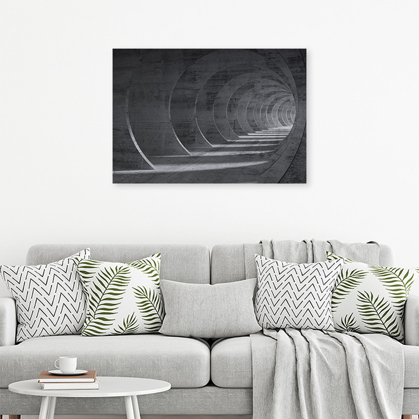 Canvasbillede, Grå 3D-tunnel