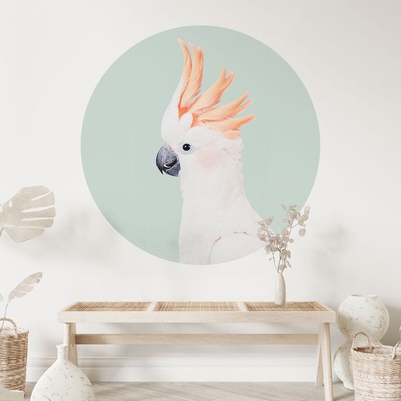 Wallsticker Djurporträtt rosa kakadua - Sisi & Seb - Rund