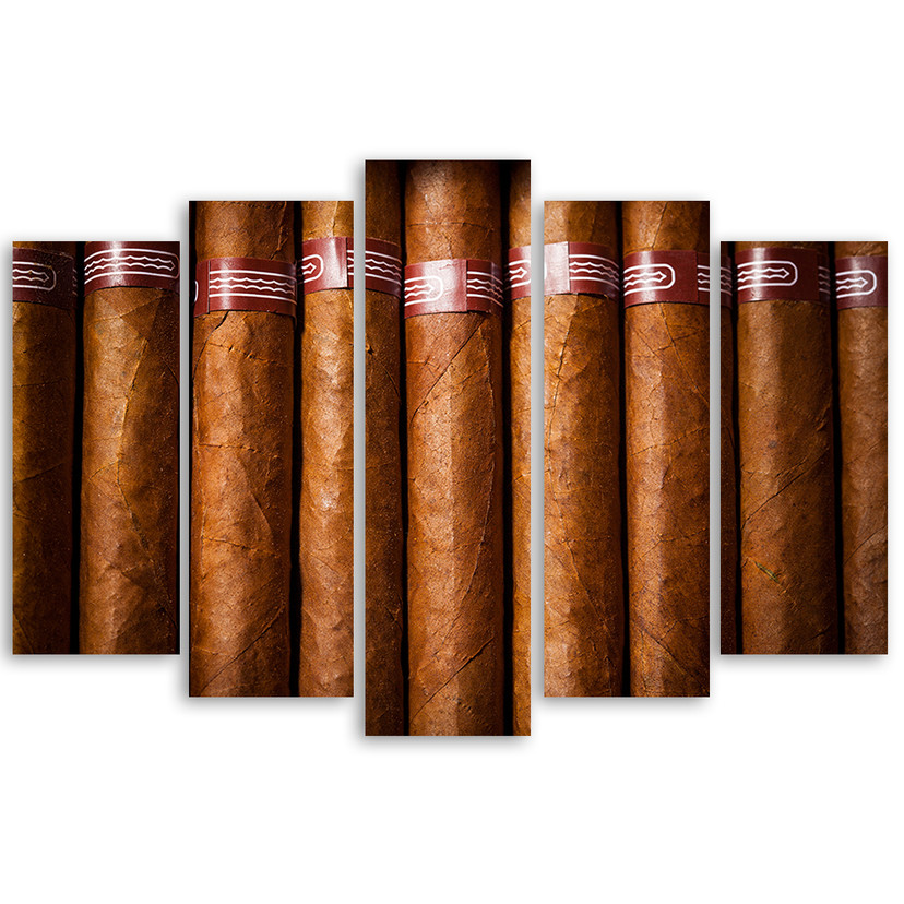 5 stykke lærredstryk, cubansk cigar