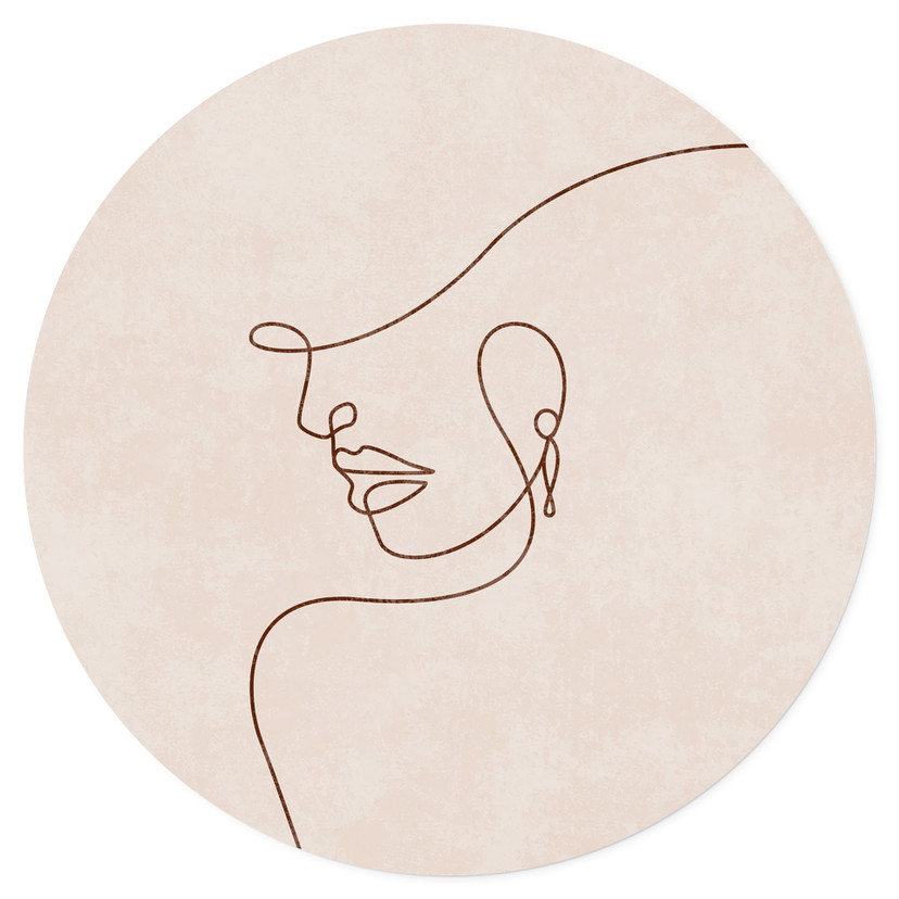 Wallsticker Delikate konturer af en kvinde - Line Art - Tunaboylu - Rund