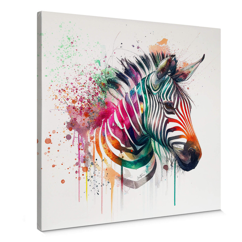 Obraz na płótnie Heine - Tęczowa Zebra - Kwadrat