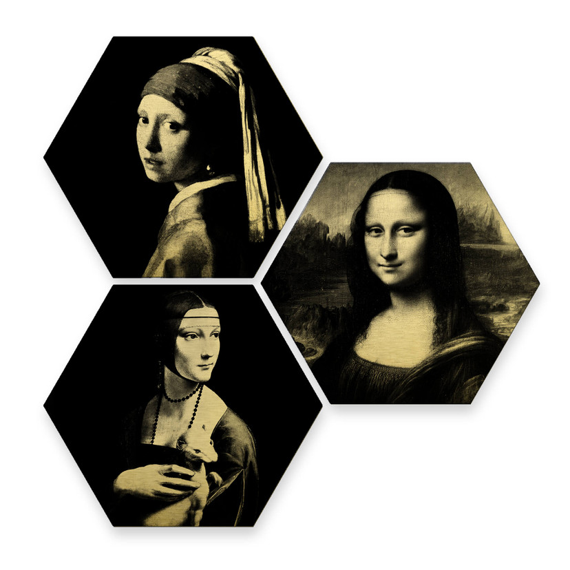 Hexagon alu-dibond goud effect - Famous Ladies