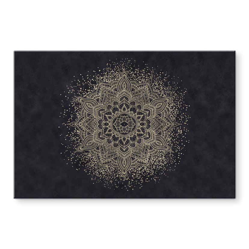 Glasschilderijen Elegante mandala in zwart en goud - Bloomery Decor