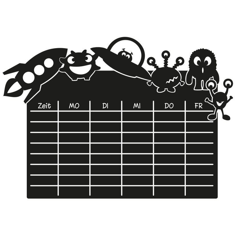 Tafelfolie Stundenplan Weltall