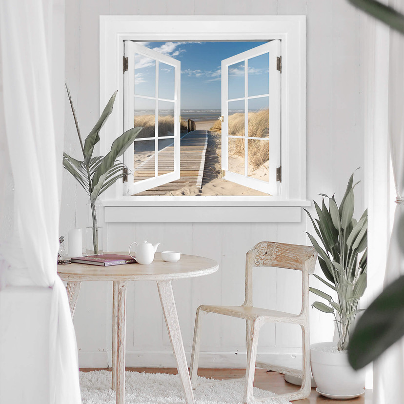 3D Wallsticker vindue firkantet - Ved Østersøen