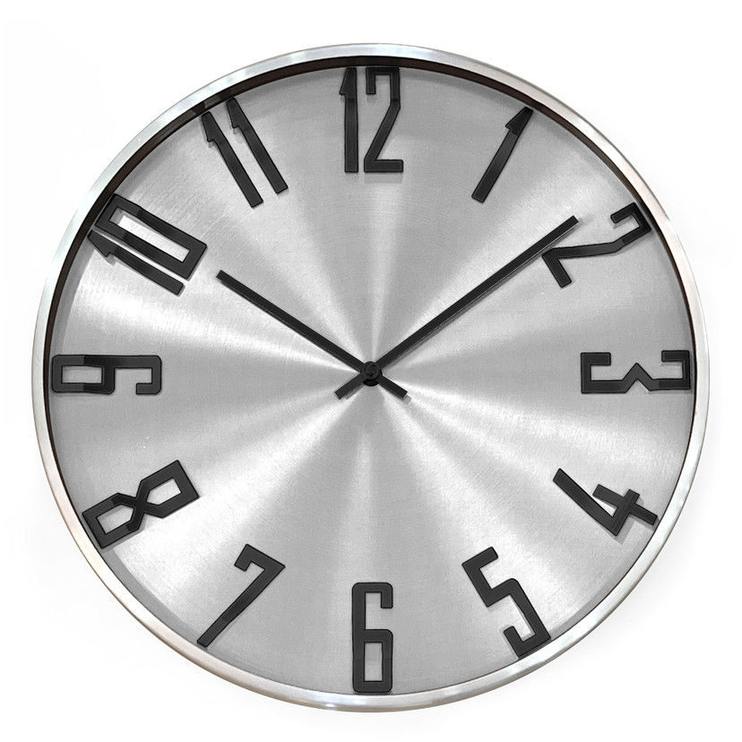 Moderne Wanduhr im Metallic-Look aus Aluminium, silber | Ø 30 cm