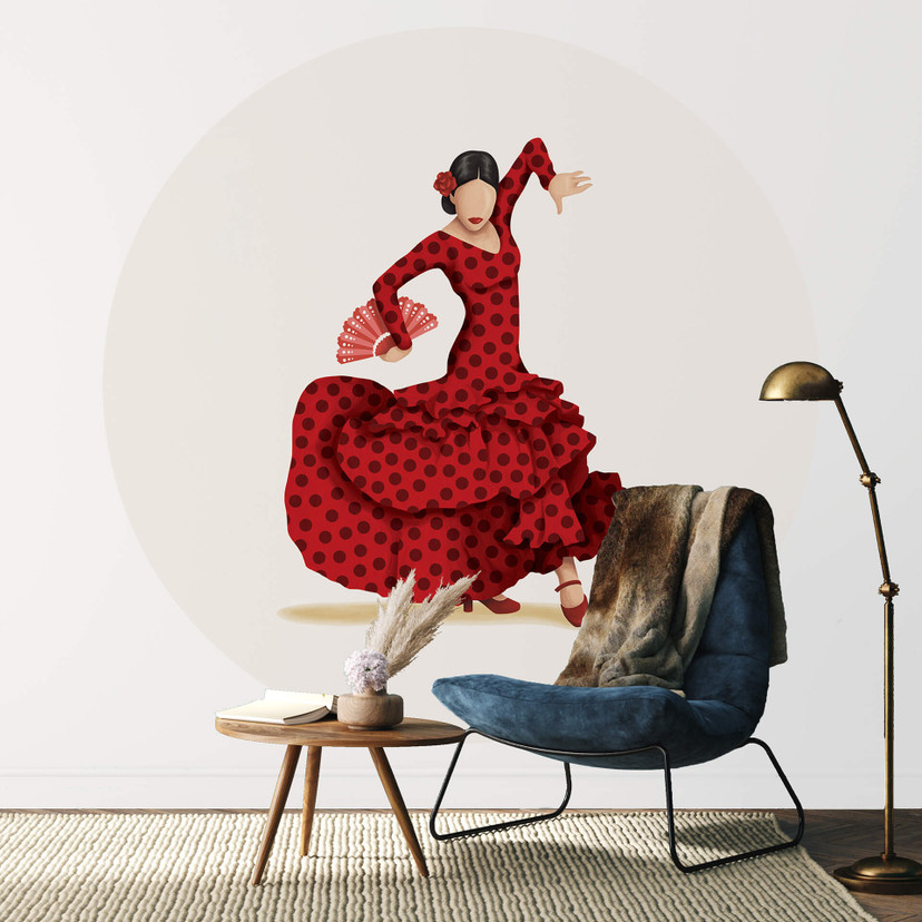 Tohmé - Flamenco - Fototapeta okrągła - tapeta flizelinowa/tapeta flizelinowa samoprzylepna