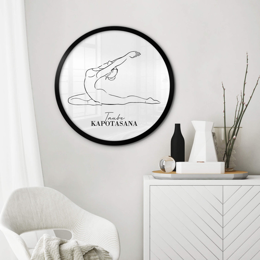 Plakat Joga - Gołąb - Line Art - Okrągły