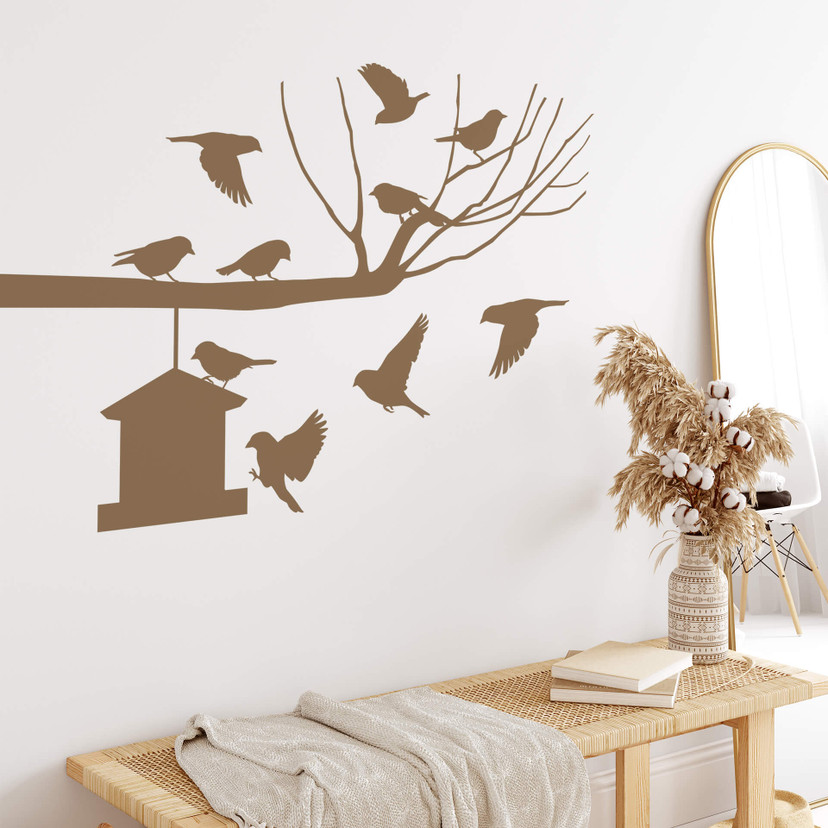 Wallsticker Gren med et fuglehus